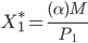 X_1^* = \frac{(\alpha)M}{P_1}� 